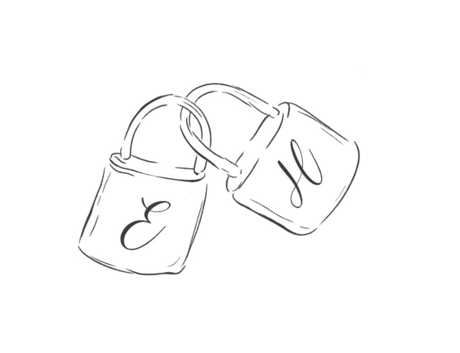 Flash design of a fine line padlock personalised with initials